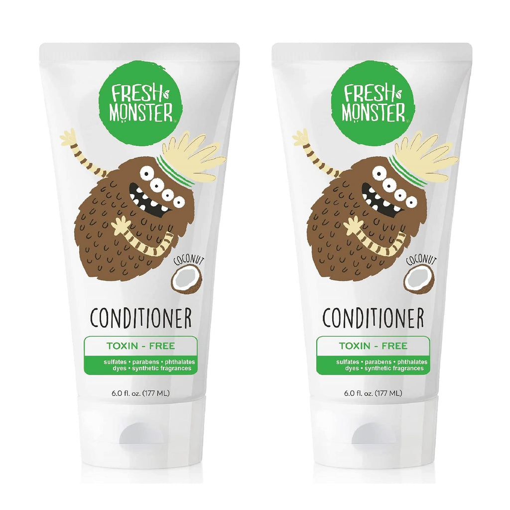 Fresh Monster Kids Hair Conditioner – 2 Pack (6 oz each) – Toxin-Free, Hypoallergenic, Coconut