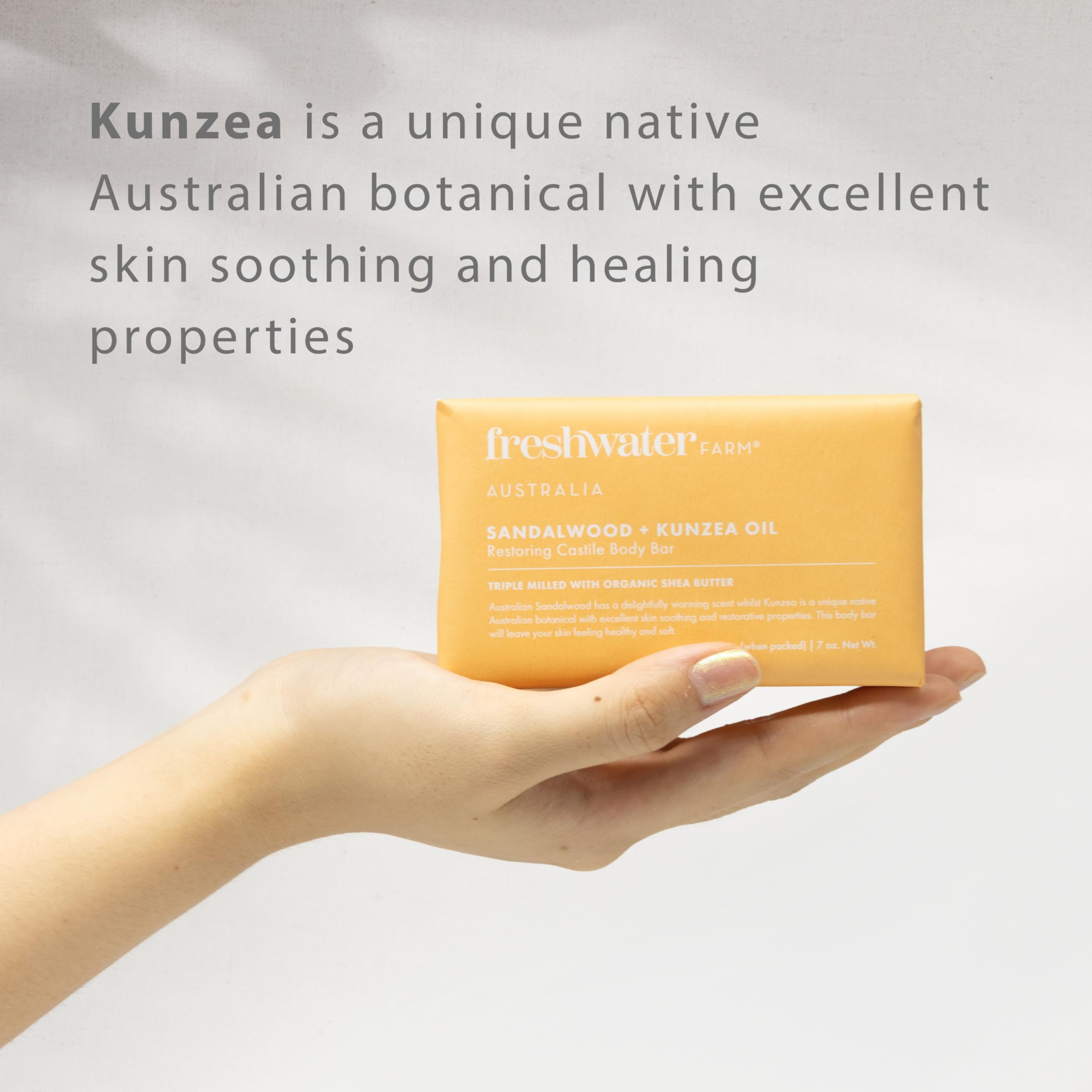 Freshwater Farm Australia Healing Sandalwood + Kunzea Oil Castile Soap Bar 7oz x 8 Pack