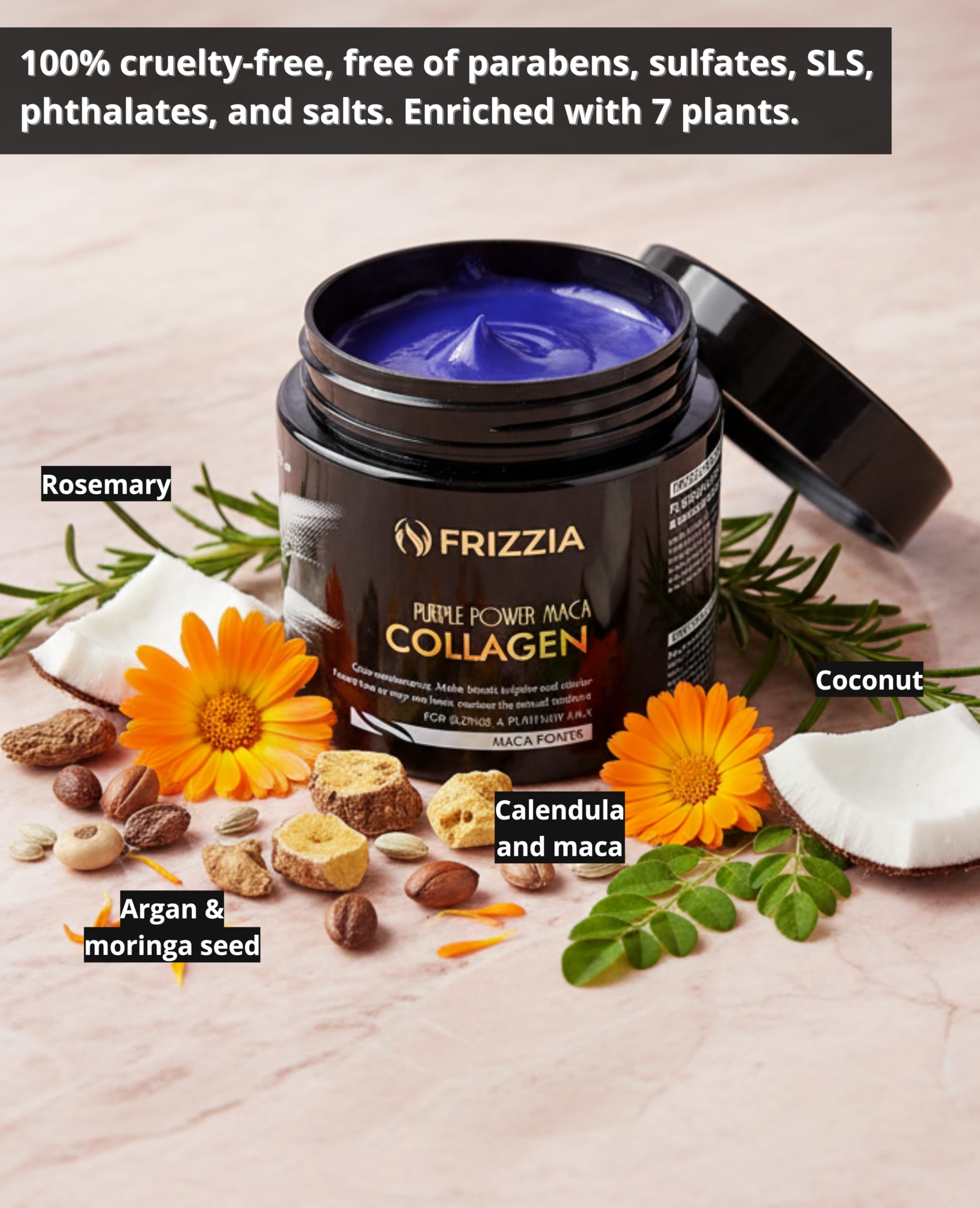 Frizzia ULTRA Collagen Hair Mask – Easy to Use Hydration, Shine & Anti-Frizz (500 ml, Purple)
