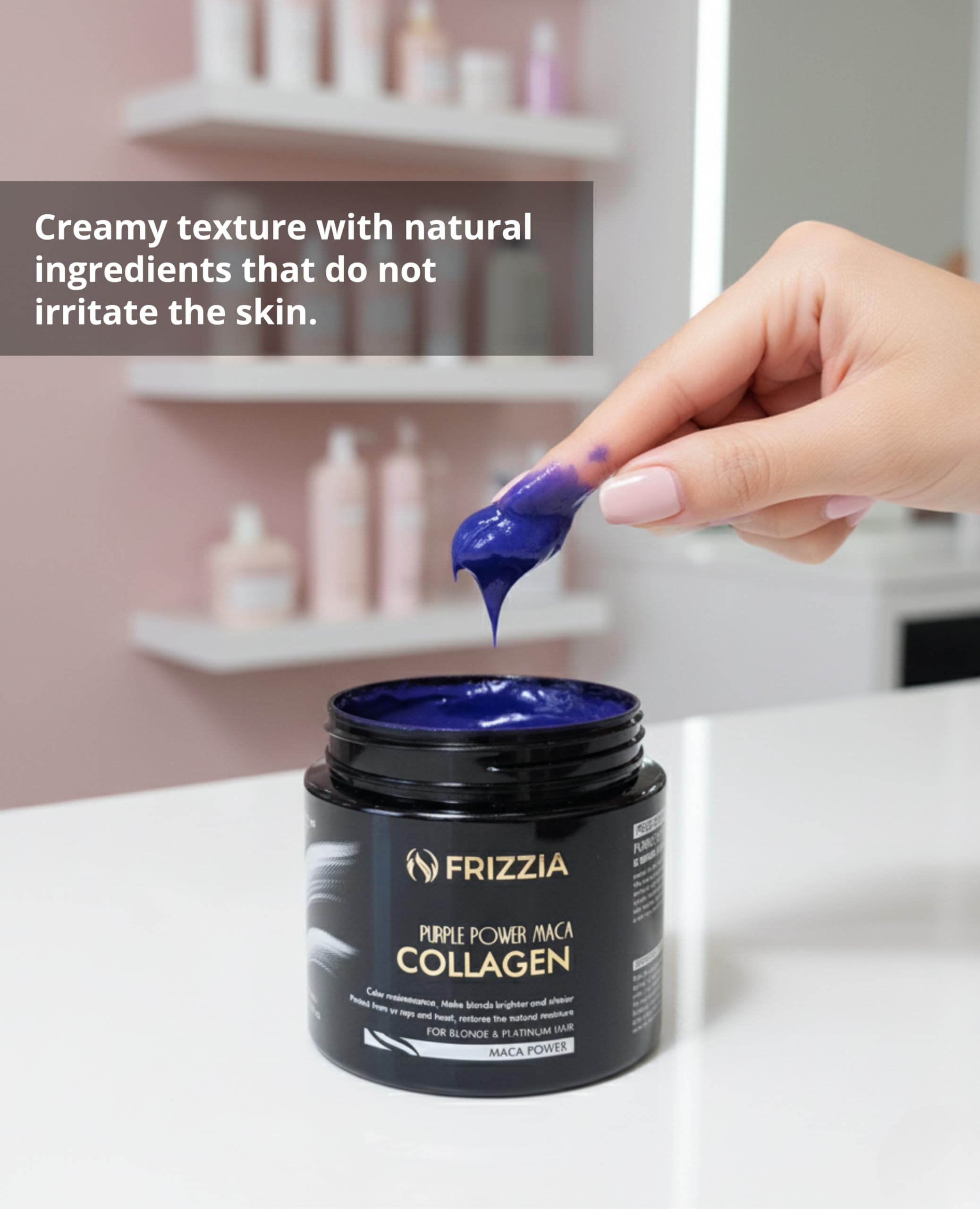 Frizzia ULTRA Collagen Hair Mask – Easy to Use Hydration, Shine & Anti-Frizz (500 ml, Purple)