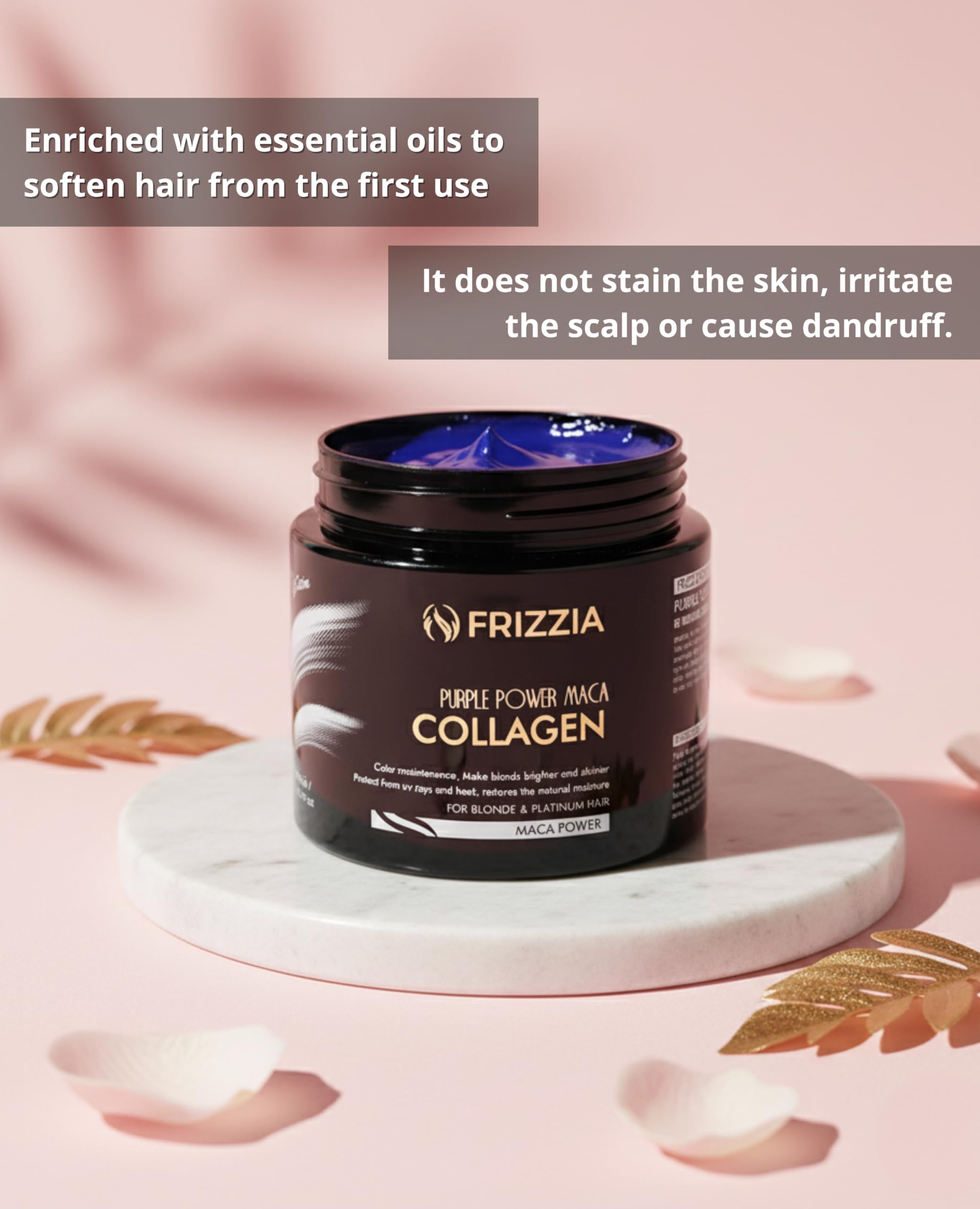 Frizzia ULTRA Collagen Hair Mask – Easy to Use Hydration, Shine & Anti-Frizz (500 ml, Purple)