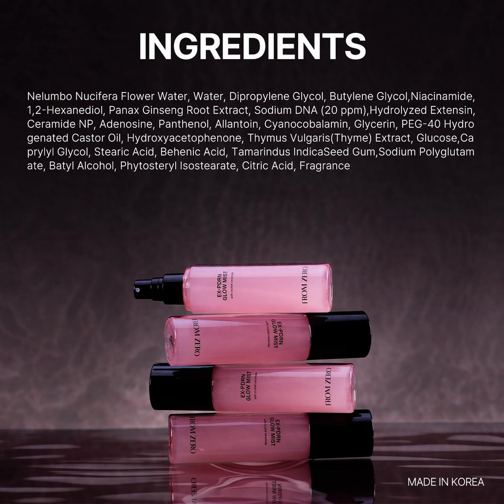 FROM ZERO EX-PDRN Glow Mist: Pink Ceramide Toner Spray for Hydration & Glass Skin