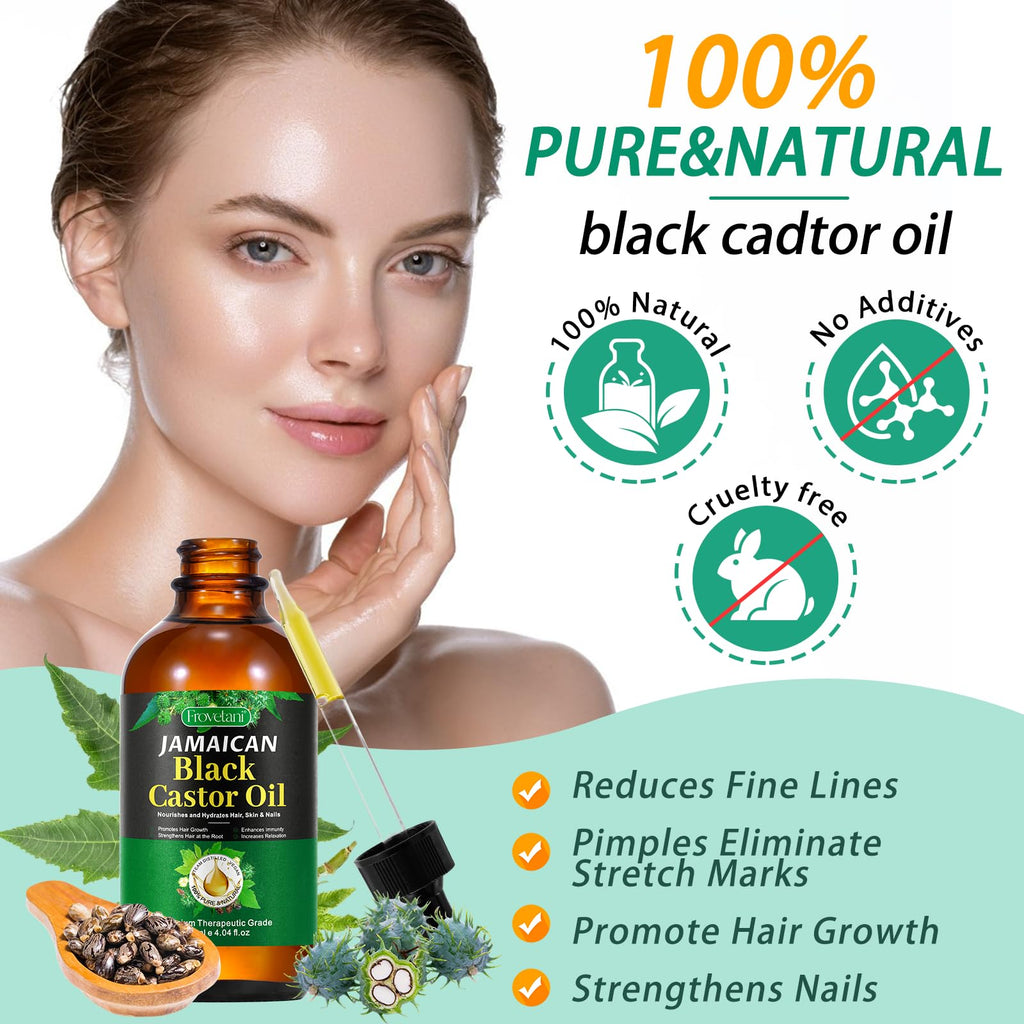 Frovetani 120ML Jamaican Black Castor Oil – Organic Cold-Pressed for Hair & Brows