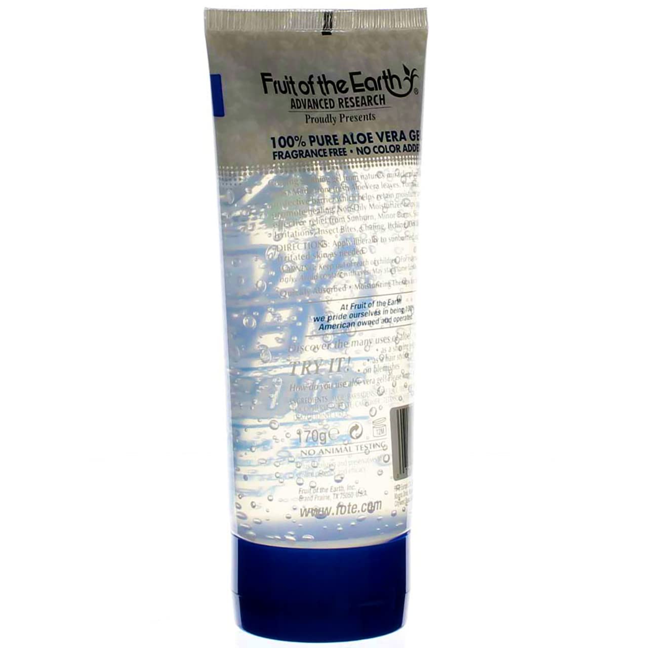 Fruit of the Earth Aloe Vera 100% Gel — 6 oz Tube (Pack of 2)