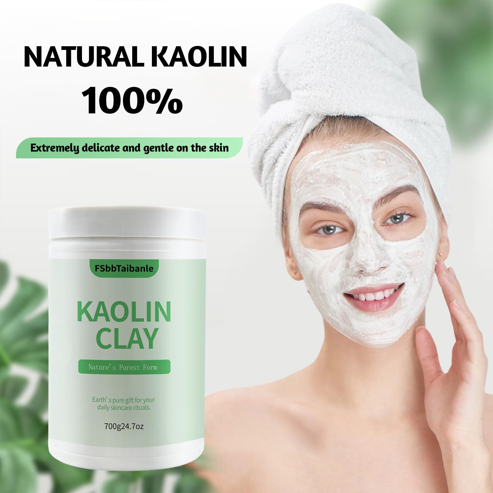 FSbbTaibanle White Kaolin Clay Powder – Ultra-Fine Cosmetic Grade, 32 oz for DIY Skincare
