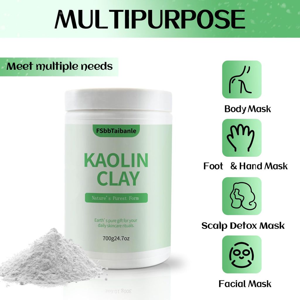 FSbbTaibanle White Kaolin Clay Powder – Ultra-Fine Cosmetic Grade, 32 oz for DIY Skincare
