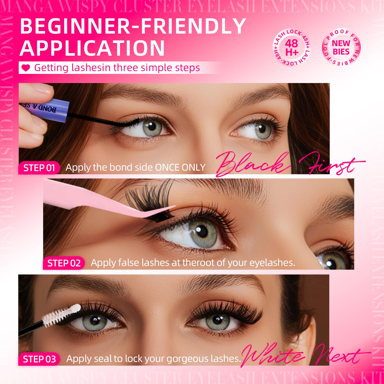 FTBZCF Lash Clusters – 392pcs DIY Kit, 150D Natural Fluffy D Curl Lashes (10–18mm)