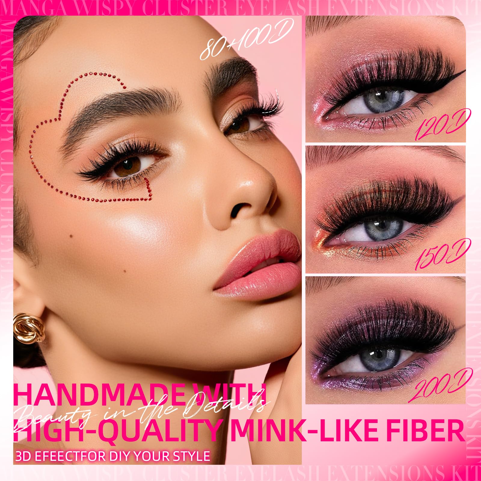 FTBZCF Lash Clusters Kit – 448pcs DIY 100D/120D Natural D-Curl, 10–18mm