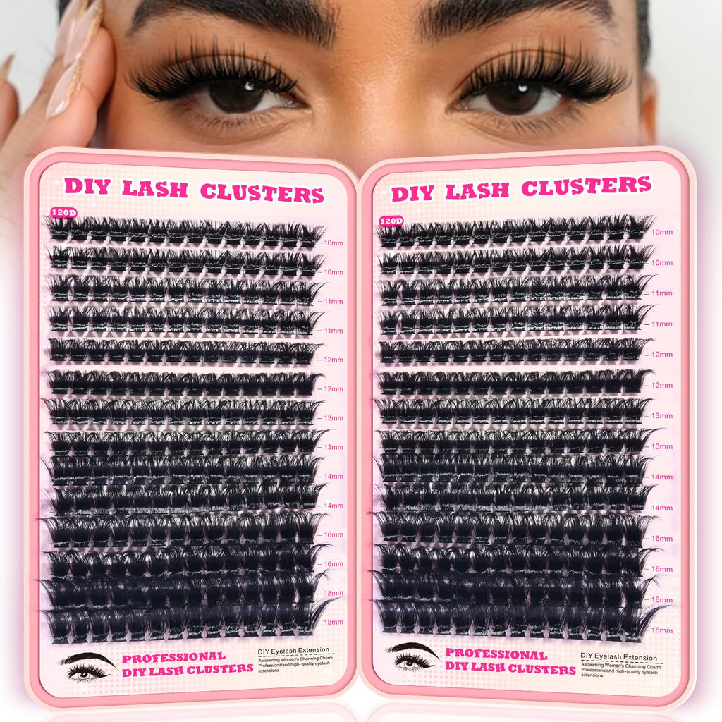 FTBZCF Lash Clusters – 392pcs 120D Natural Fluffy D Curl DIY Eyelash Extensions Kit (10–18mm)