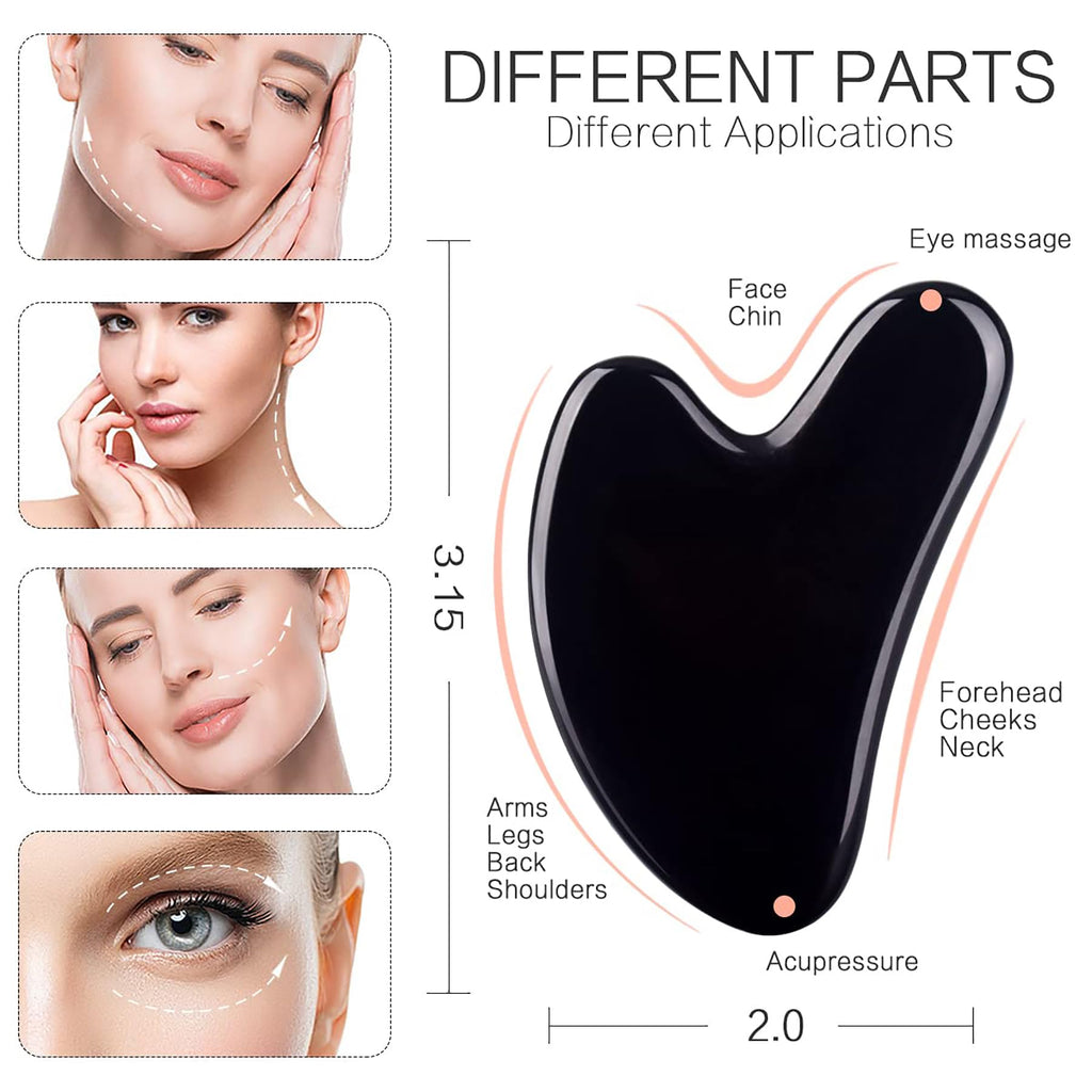 FUANKANG Gua Sha Obsidian Tool – Facial & Body Massage for Smoother Skin
