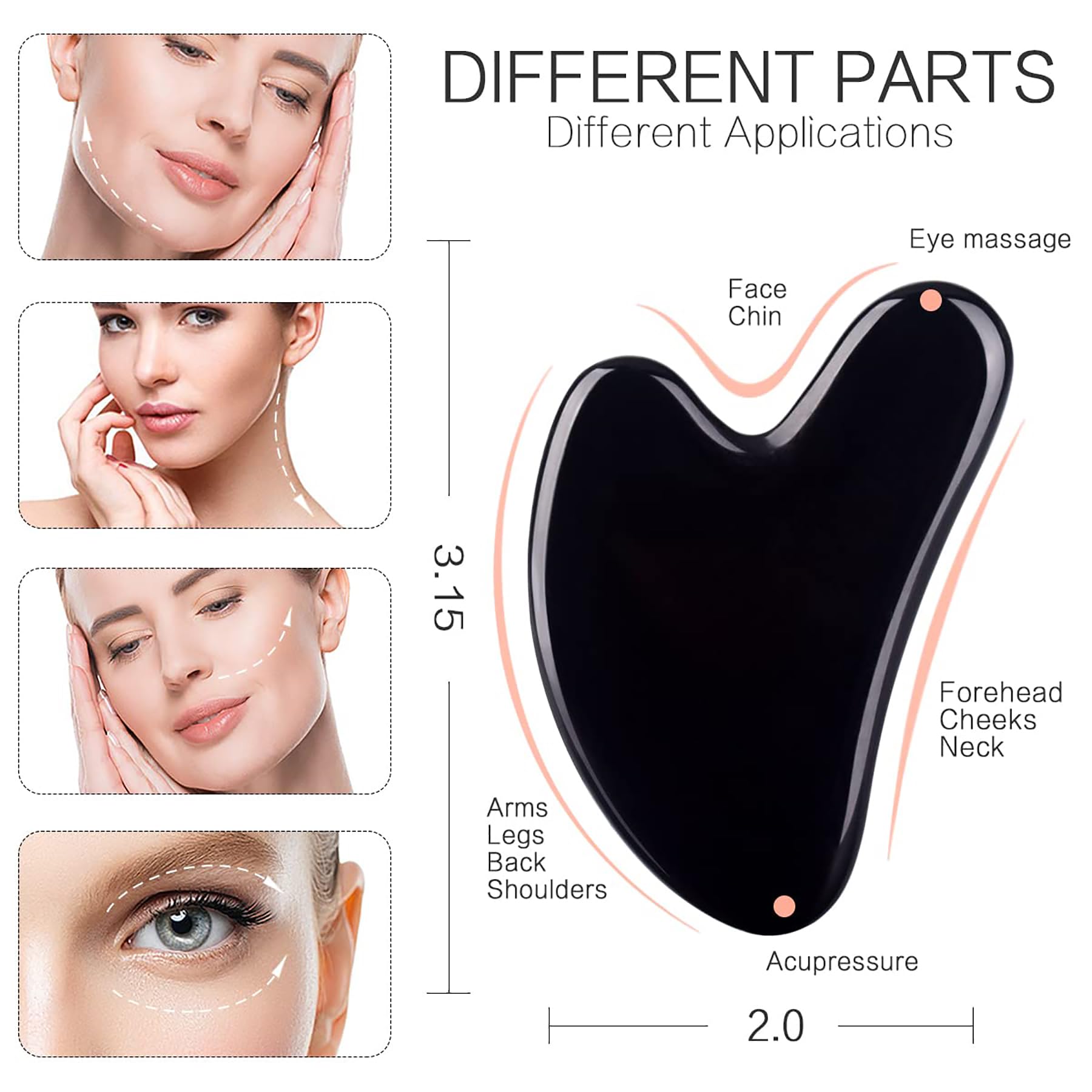 FUANKANG Gua Sha Obsidian Tool – Facial & Body Massage for Smoother Skin