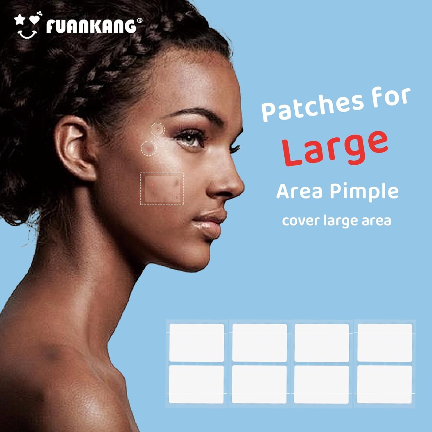 FUANKANG Pimple Patches – Hydrocolloid Face Patches, Yellow-Green Laser Heart, Mirror Case (Large, 104 Count)
