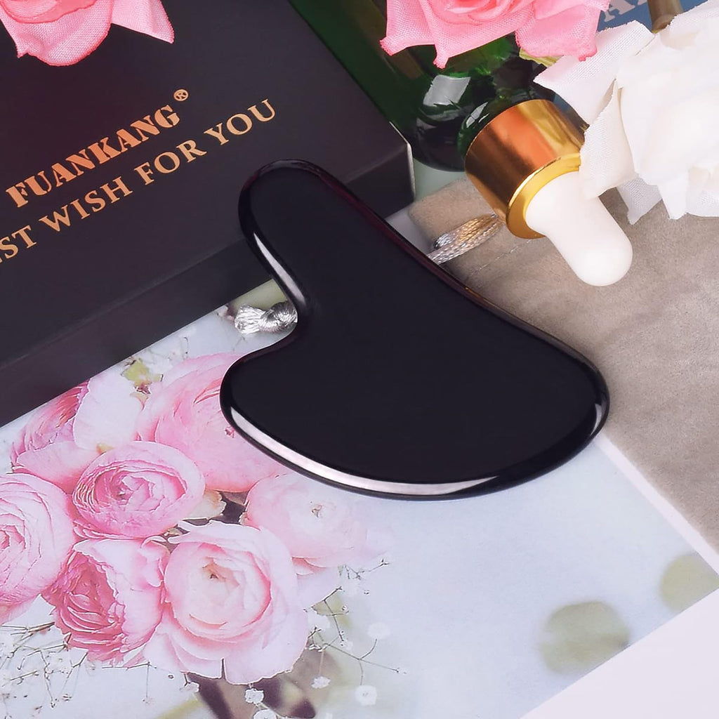 FUANKANG Gua Sha Obsidian Tool – Facial & Body Massage for Smoother Skin
