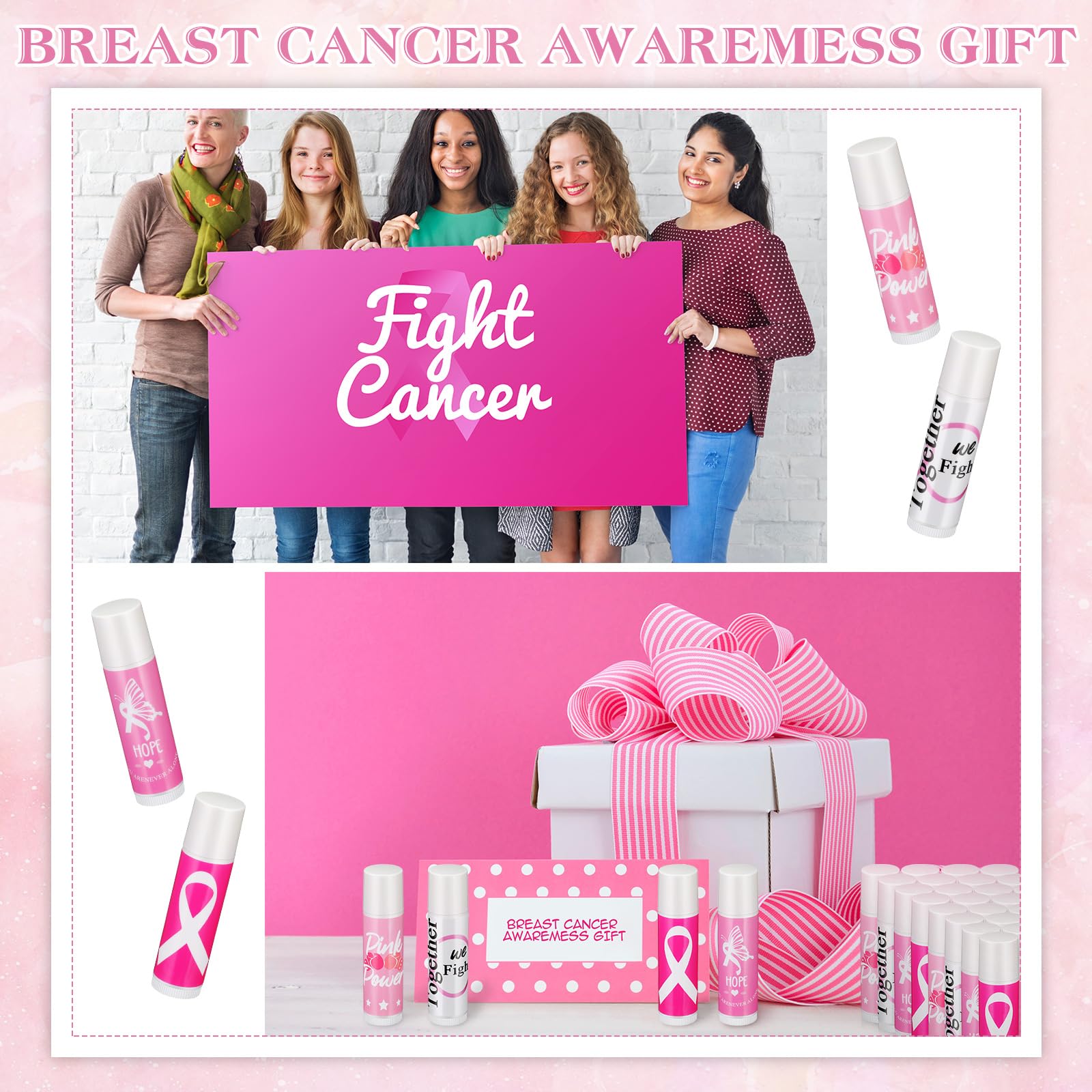 Fumete 50-Pack Pink Ribbon Breast Cancer Awareness Lip Balm
