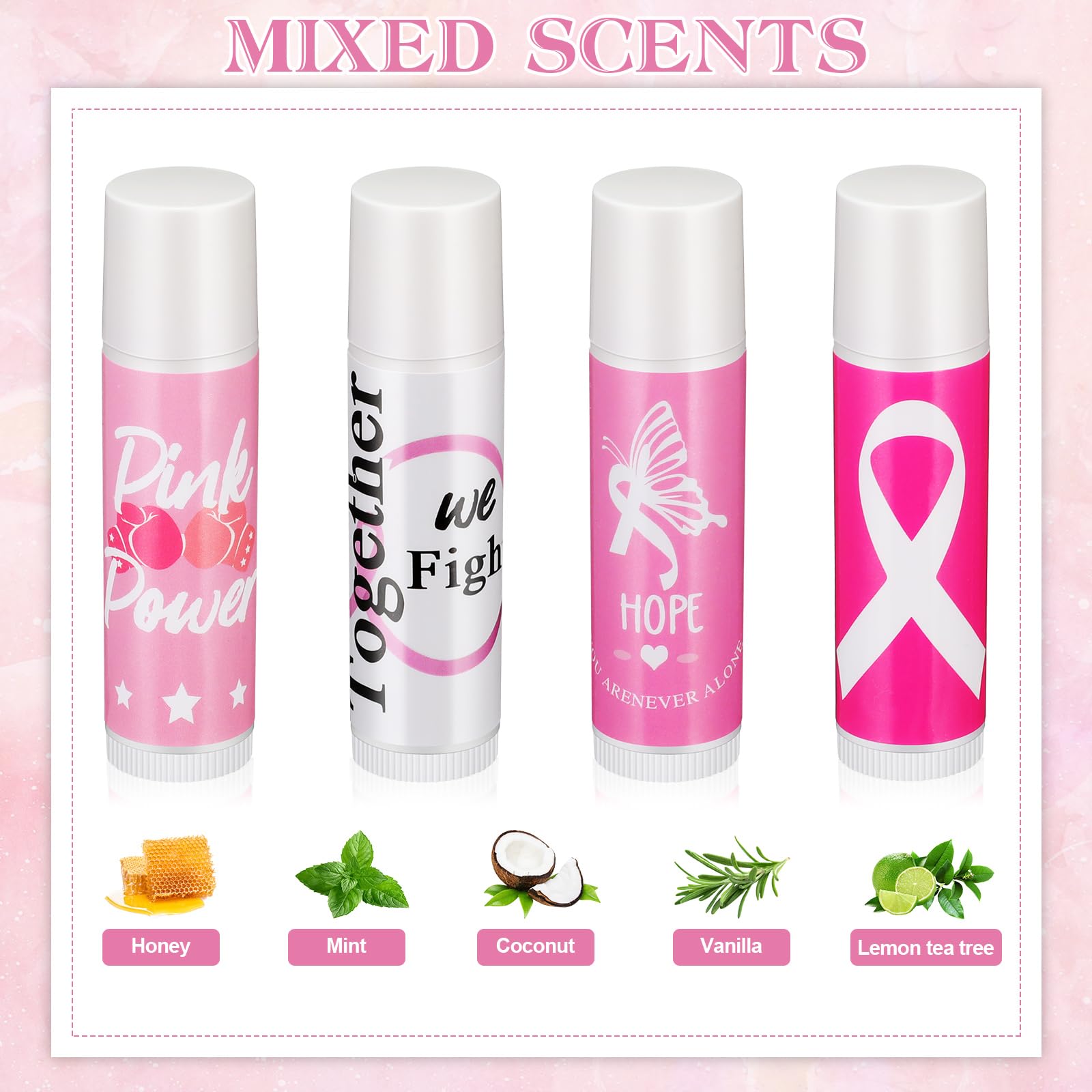 Fumete 50-Pack Pink Ribbon Breast Cancer Awareness Lip Balm
