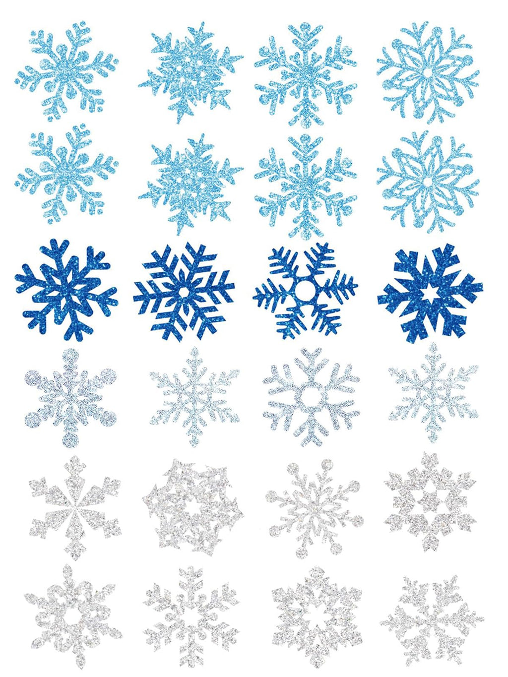 Furimuk Snowflake Glitter Temporary Tattoos – 5 Sheets Blue Silver Snowflakes for Kids & Adults