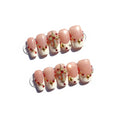 FURNUNUBI Handmade Square Press-On Nails Pink – 3D Nails for Women, White French Tip with Gold Cross, Size M