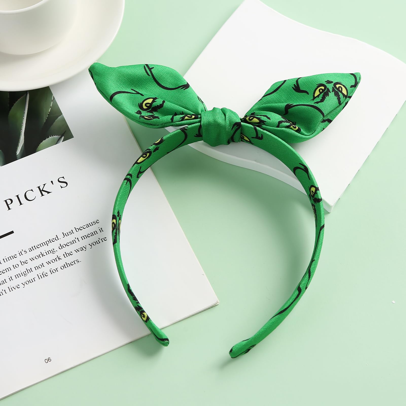 Furutonhe Christmas Knotted Bow Headband for Women – Green Monster Headwear