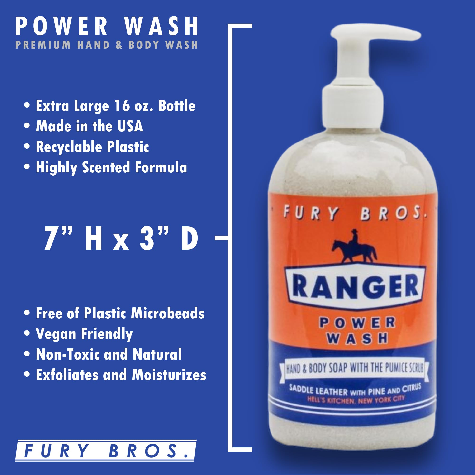 FURY BROS. Premium Power Wash – Ranger: Saddle Leather, Pine & Citrus | 16 oz