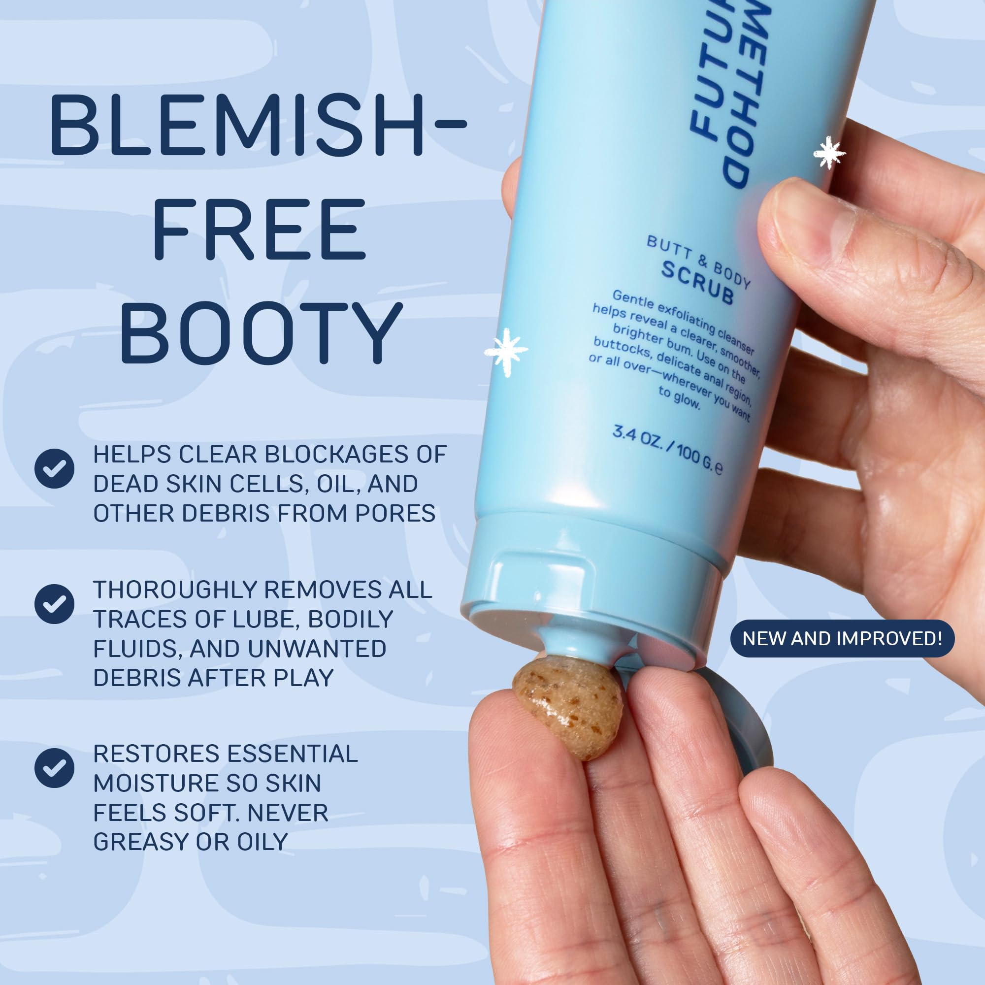Future Method Body Scrub Exfoliating Cleanser – Butt Scrub with Hyaluronic Acid, Jojoba Oil & Vitamin C