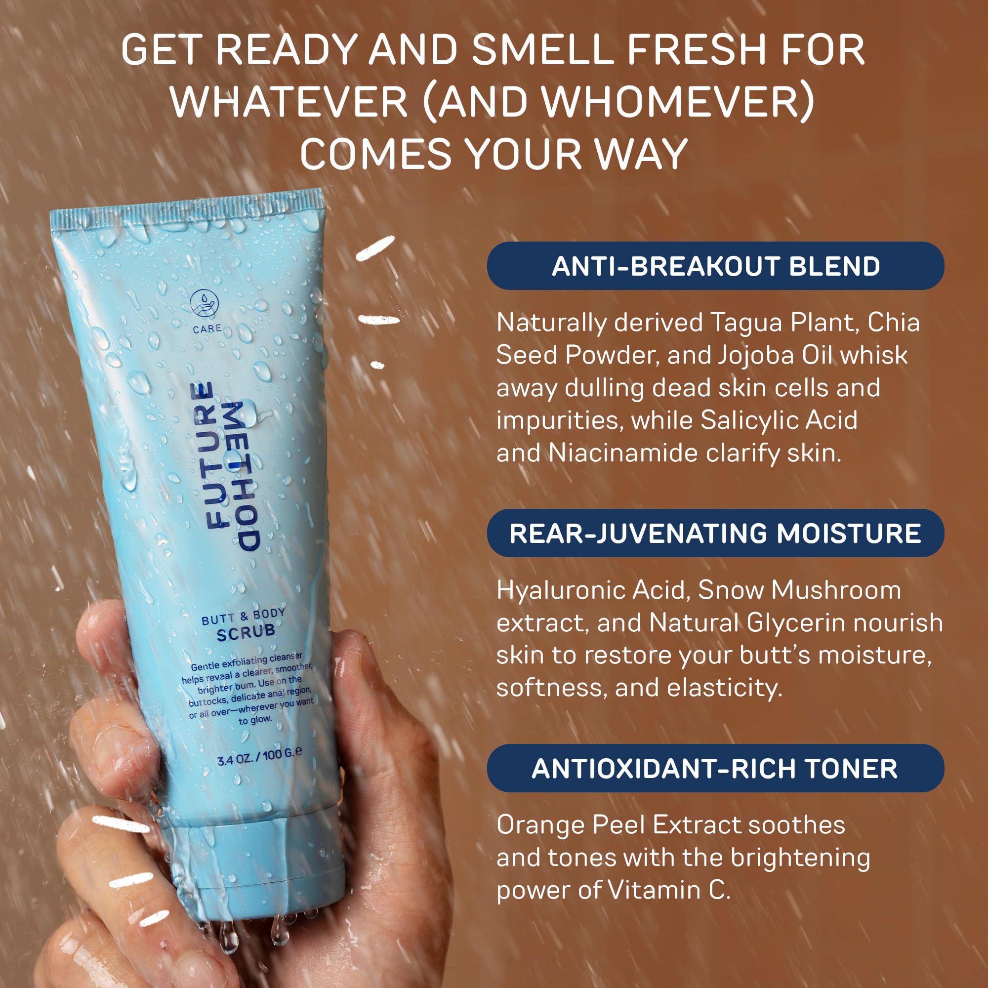 Future Method Body Scrub Exfoliating Cleanser – Butt Scrub with Hyaluronic Acid, Jojoba Oil & Vitamin C