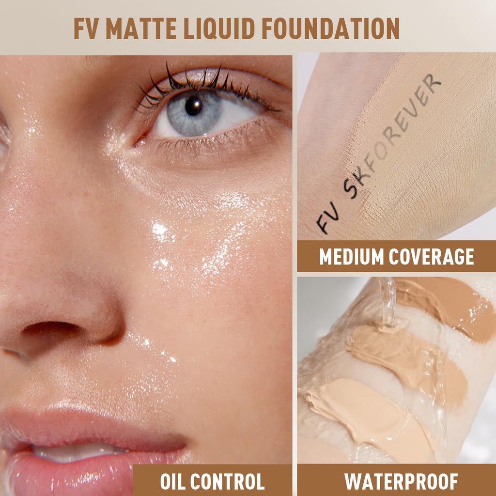 FV 2 Pack Waterproof Foundation – Matte Finish, Medium Coverage in Toffee (1.05 fl oz)