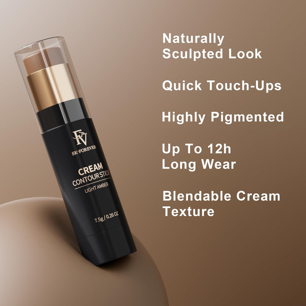 FV Cream Contour & Highlighter Stick – Light Amber & Champagne, Long-Lasting & Waterproof Finish