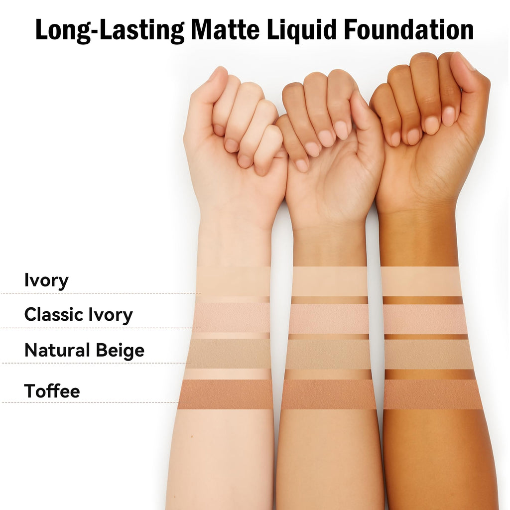 FV 2 Pack Waterproof Foundation – Matte Finish, Medium Coverage, Oil-Control for Oily/Normal Skin (Classic Ivory) 1.05 fl oz