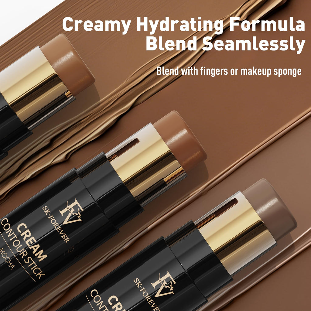FV Cream Contour & Highlighter Stick – Light Amber & Champagne, Long-Lasting & Waterproof Finish