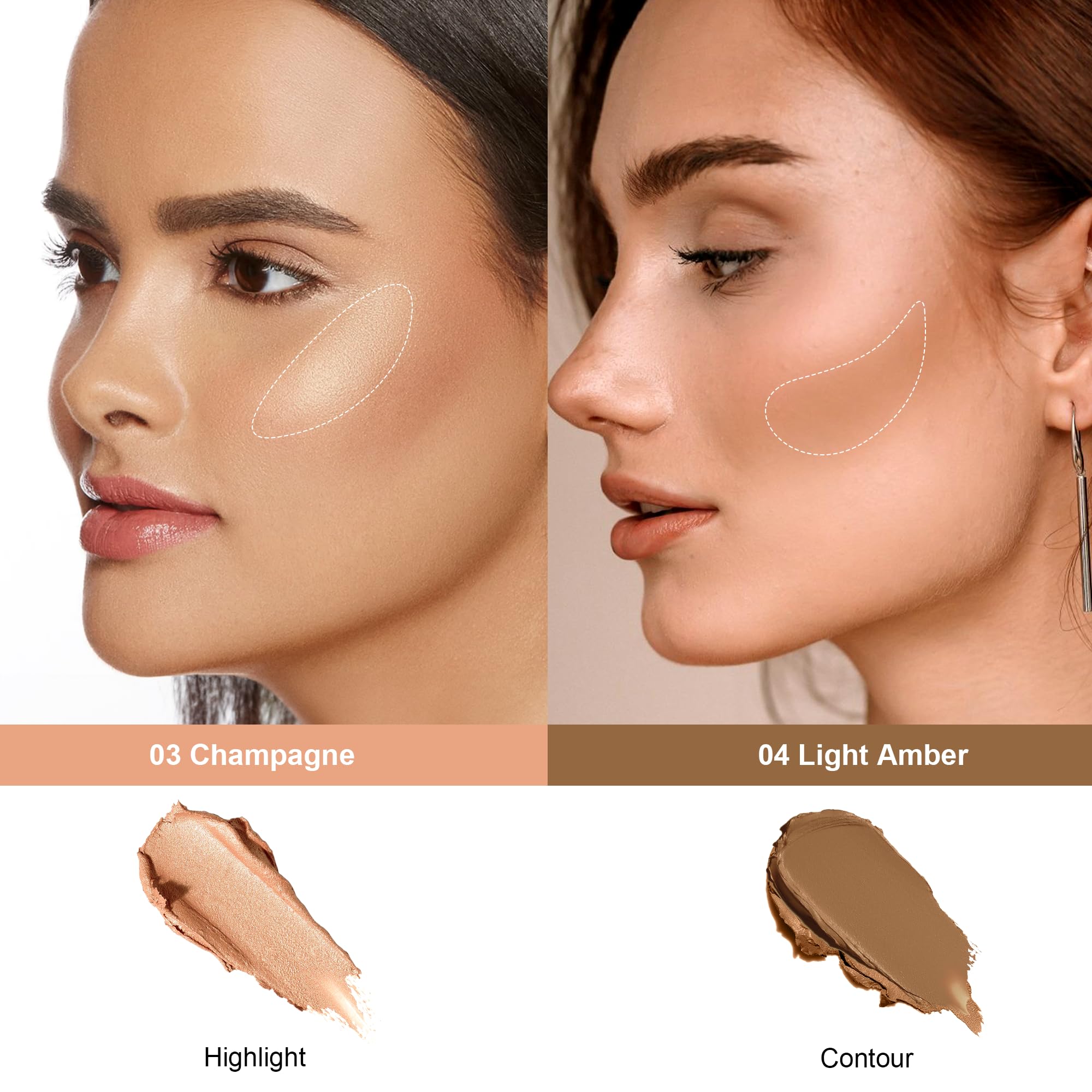 FV Cream Contour & Highlighter Stick – Light Amber & Champagne, Long-Lasting & Waterproof Finish