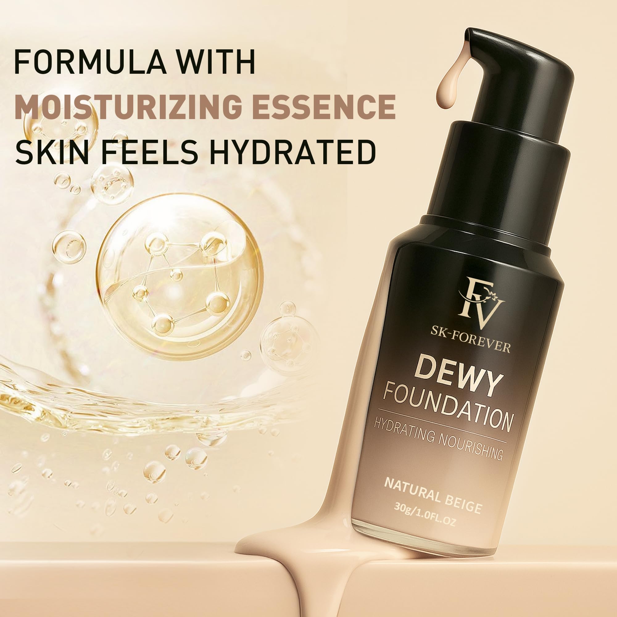 FV Full Coverage Liquid Foundation — Hydrating, Waterproof, Long-Lasting (Natural Beige)