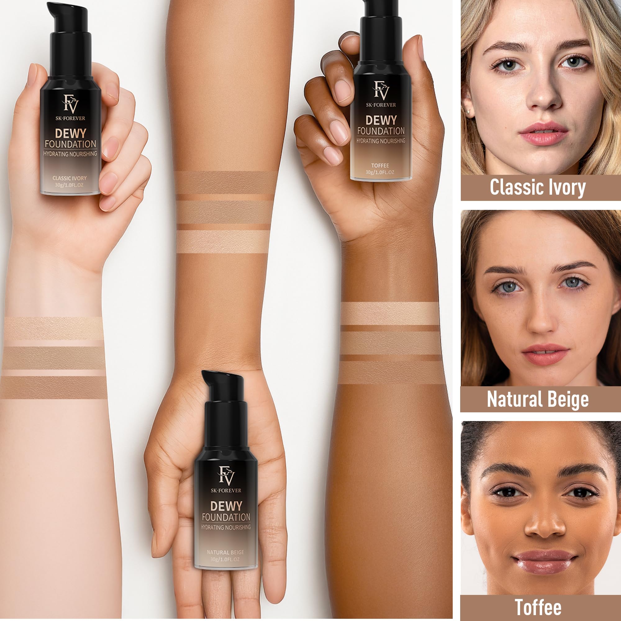 FV Full Coverage Liquid Foundation — Hydrating, Waterproof, Long-Lasting (Natural Beige)