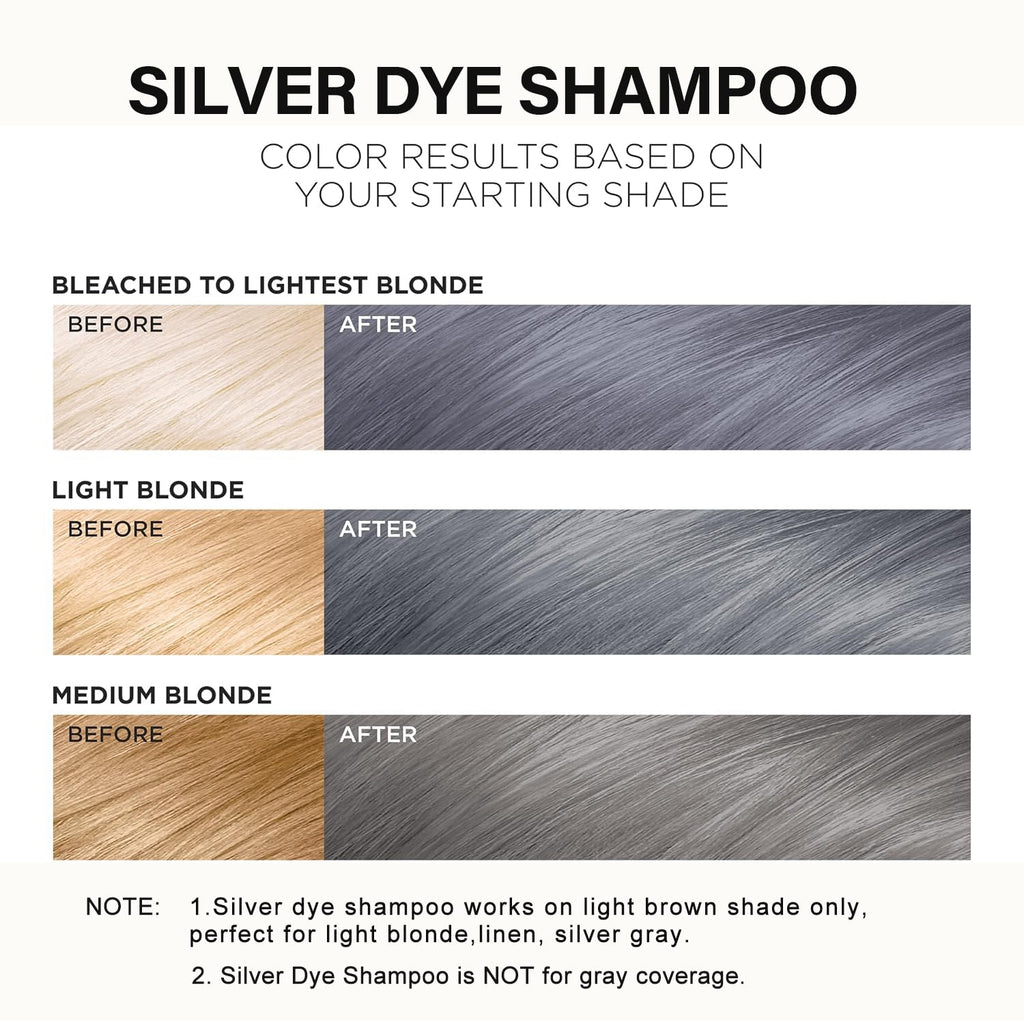 Fvquhvo Silver Gray Hair Dye Shampoo – 16.9 Fl Oz, 3-in-1 Hair Color, Ammonia-Free