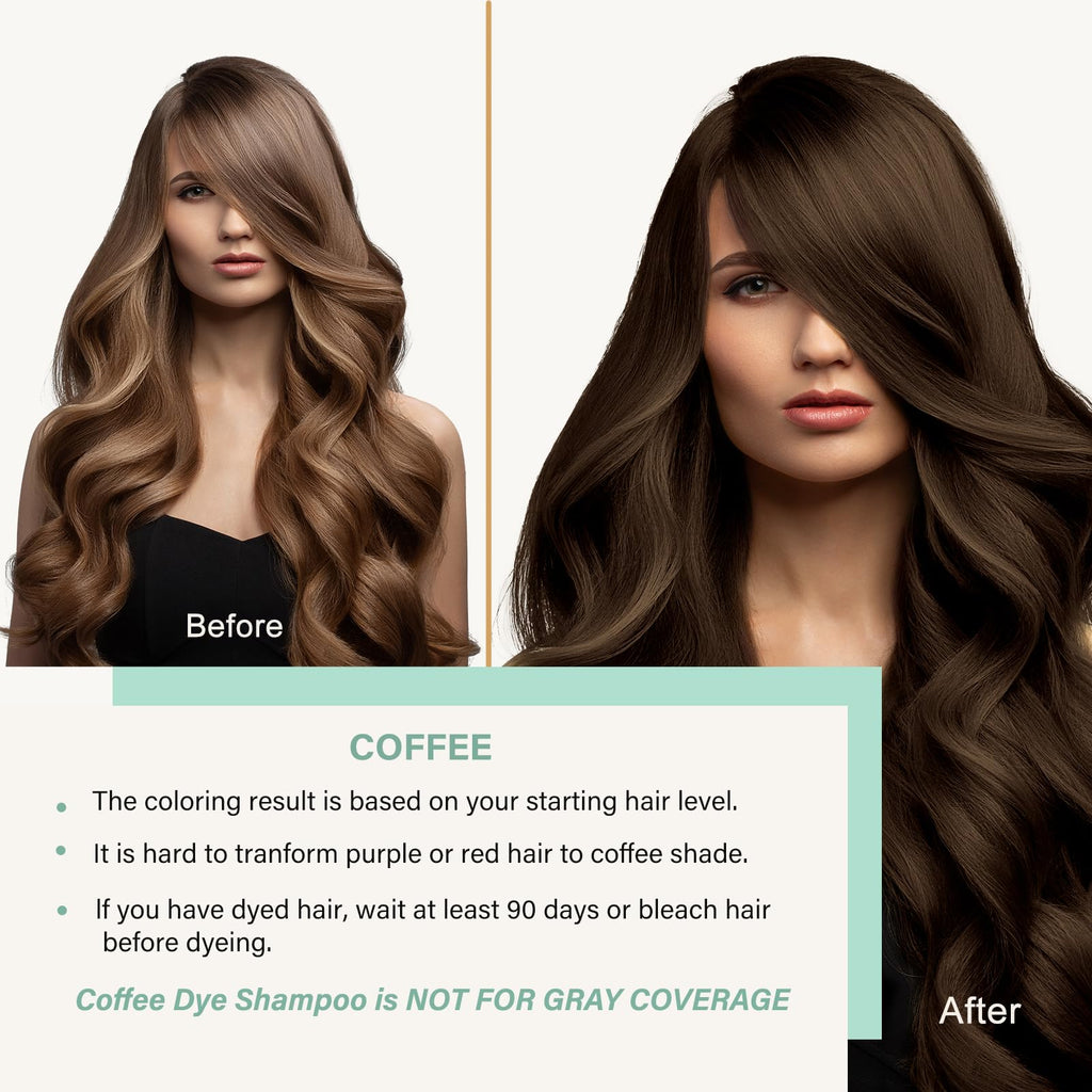 Fvquhvo Brown Hair Dye Shampoo — Covers Grays in Minutes, 3-in-1 Color, Shampoo & Conditioner