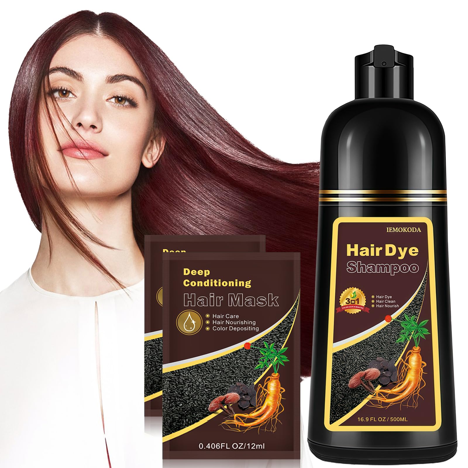 Fvquhvo Cherry Brown Hair Dye Shampoo 3-in-1 – Color, Cleanse & Condition in Minutes