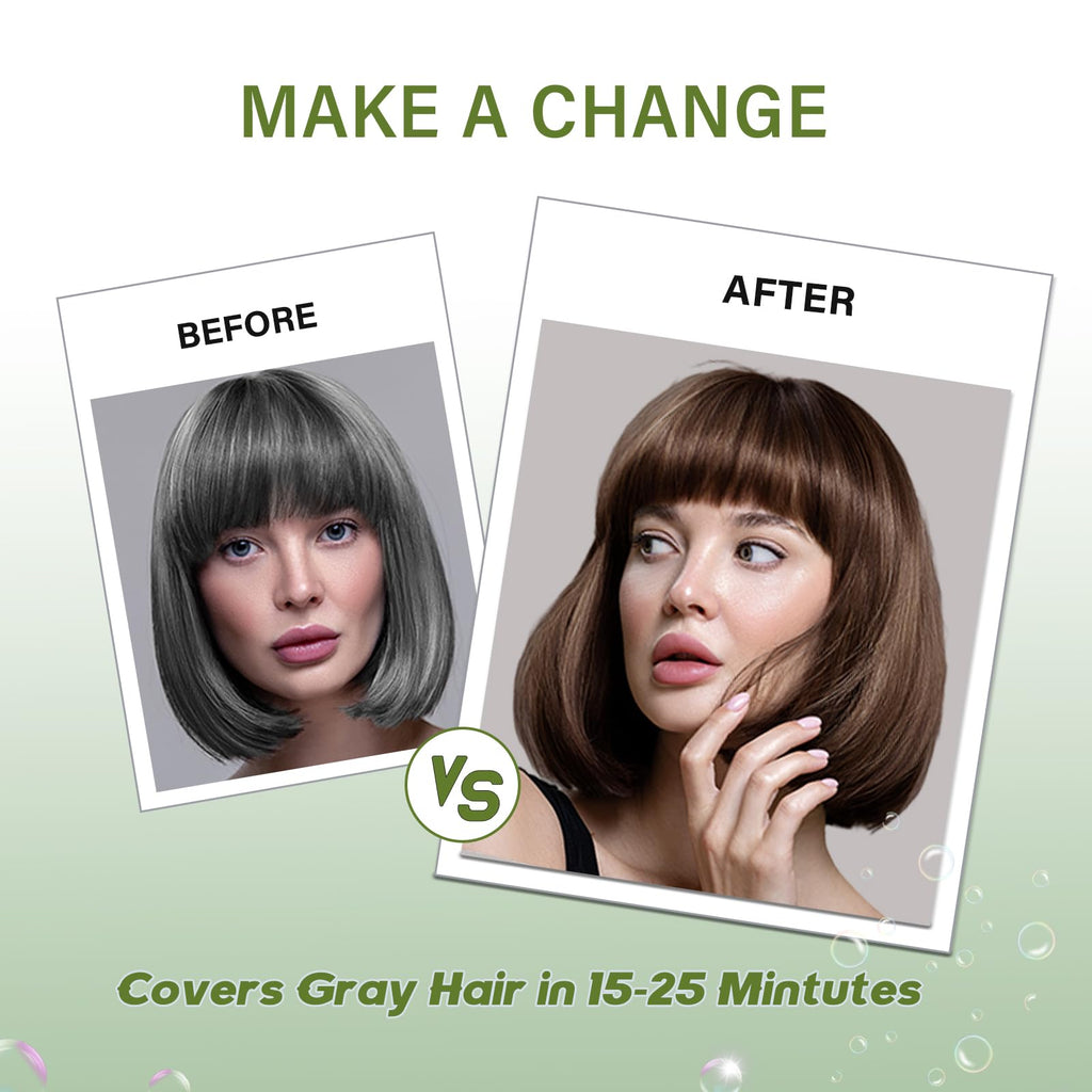 Fvquhvo Dark Brown Hair Dye Shampoo – 3-in-1 Coconut Color, Gray Coverage, 16.9 oz