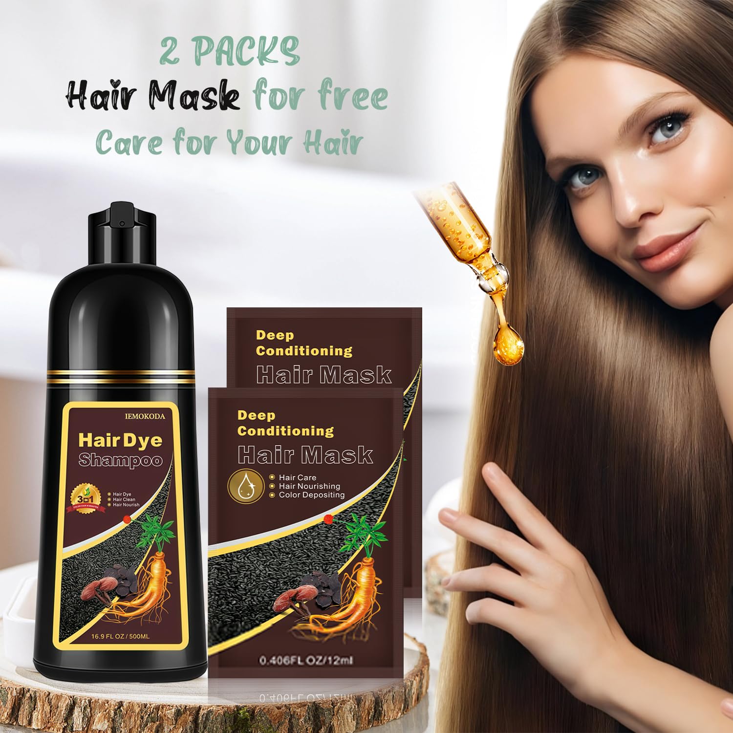 Fvquhvo Silver Gray Hair Dye Shampoo – 16.9 oz, Instant 3-in-1 Color, Herbal Formula
