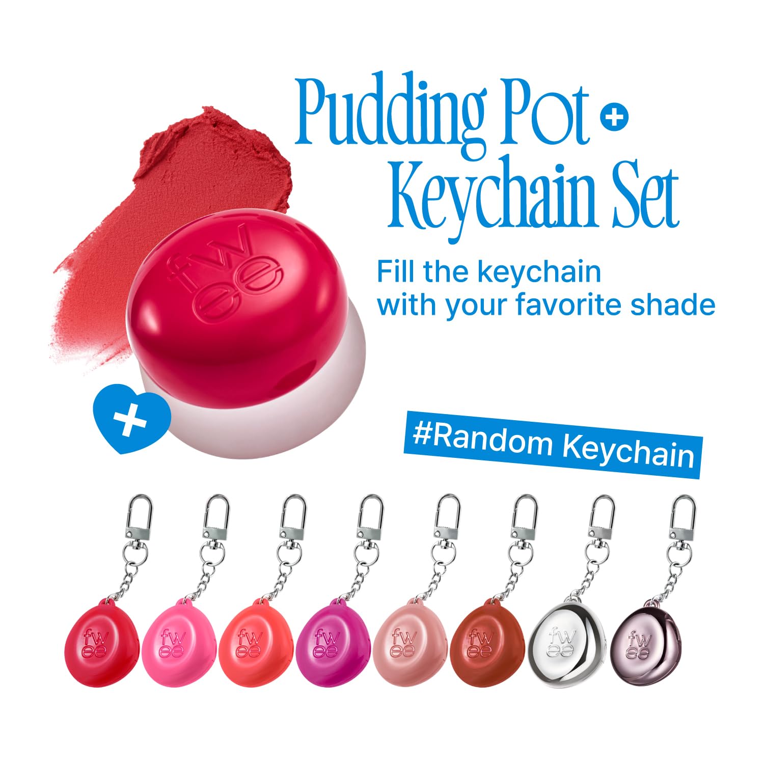 fwee Blurry Pudding Pot + Keychain SET | Airbrushed Blush & Lip, Buildable Pigment, Lightweight, Soft Matte Finish – Dear Coral Brown | 0.17 oz