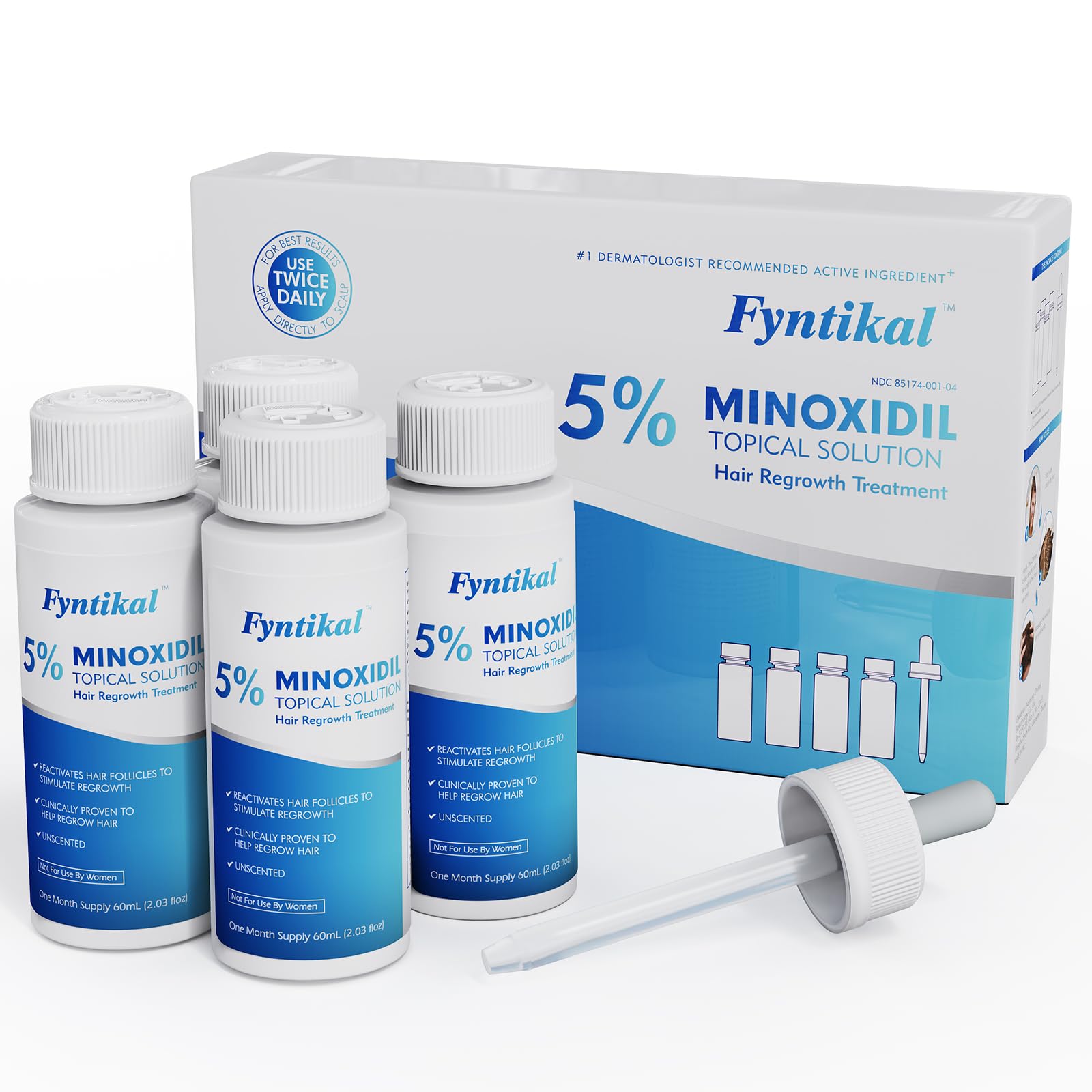 Fyntikal 5% Minoxidil for Men – Extra-Strength Hair Regrowth Topical Solution (4-Month Supply)