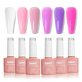FZANEST Builder Gel Nail Kit – 6-Color Milky White & Nude Pink Rubber Base for Thickening & Extensions