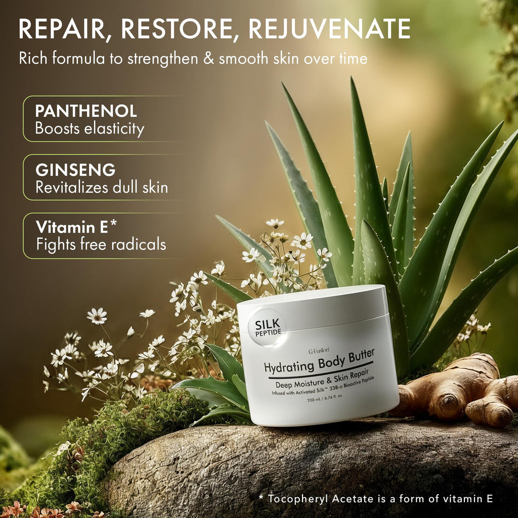 G-Fusion Hydrating Silk Peptide Body Butter – Lightweight Non-Greasy Moisturizer with Aloe Vera & Vitamin E