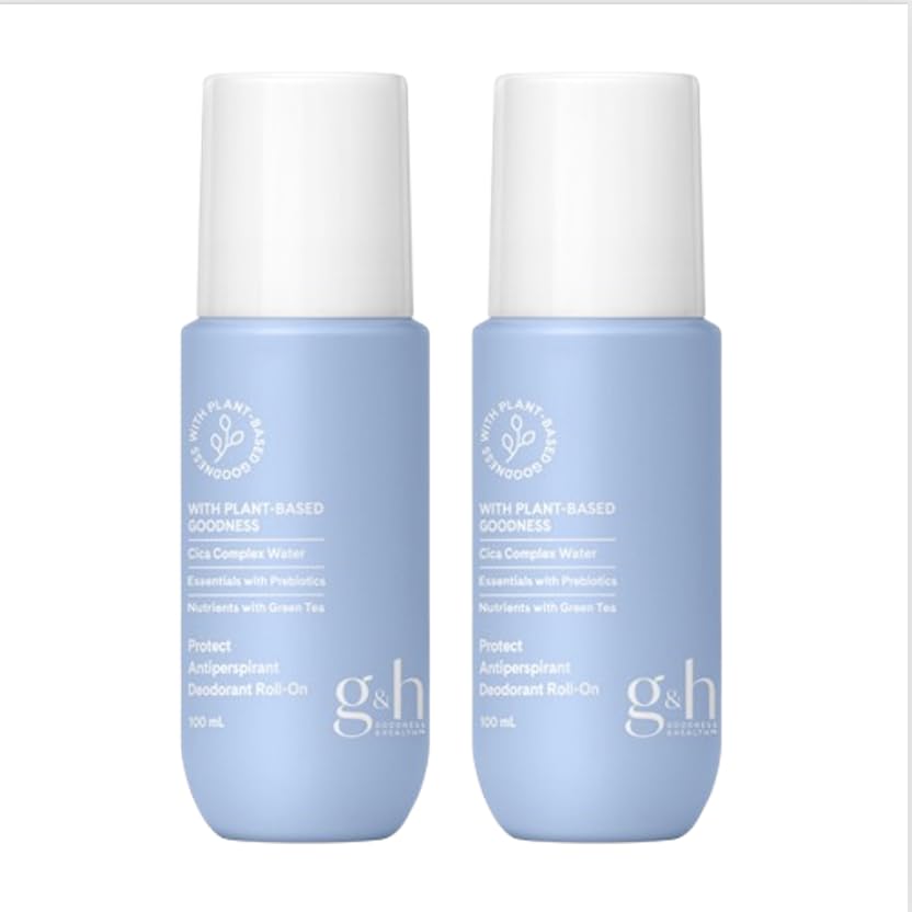 G&H Protect Anti-Perspirant Roll-On Deodorant – Plant-Based Formula with Green Tea and Cica, 100ml (Pack of 2)