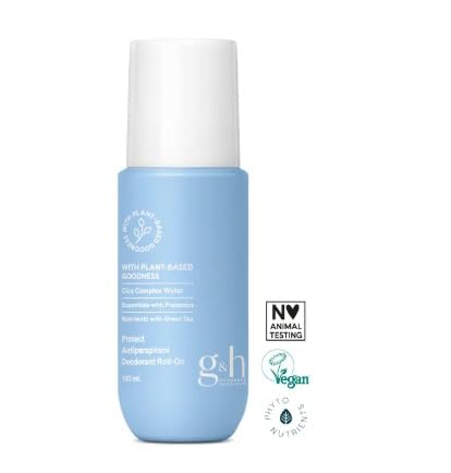 G&H Protect Anti-Perspirant Roll-On Deodorant – Plant-Based Formula with Green Tea and Cica, 100ml (Pack of 2)