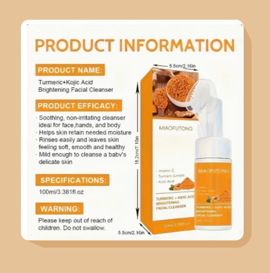 GALHJCZ Turmeric Facial Cleanser 3pc Set – Foaming Turmeric Wash for All Skin Types