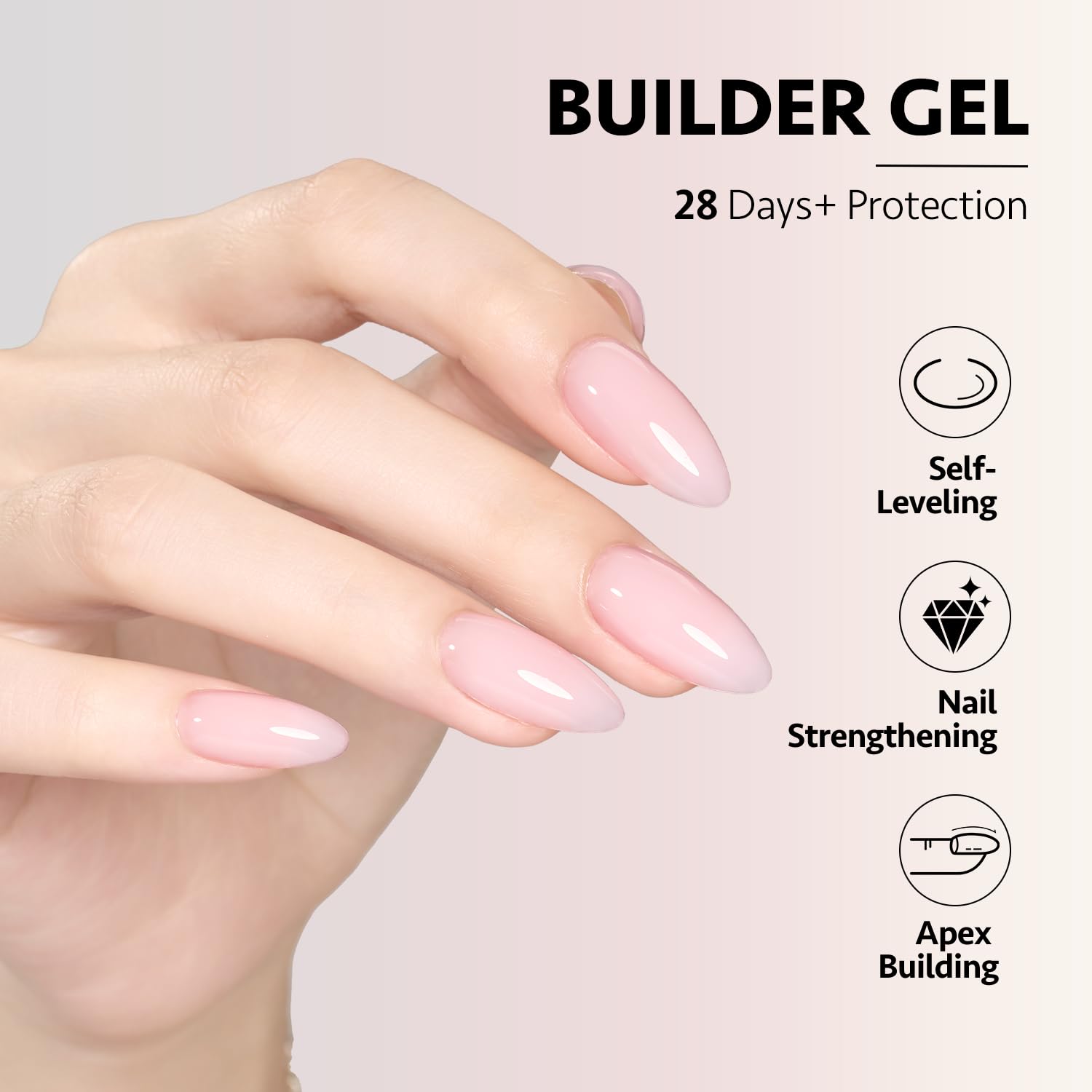 GAOY 6 Colors Builder Gel Set – Milky White Pink Nude Sheer Jelly, Soak-Off Nail Extension