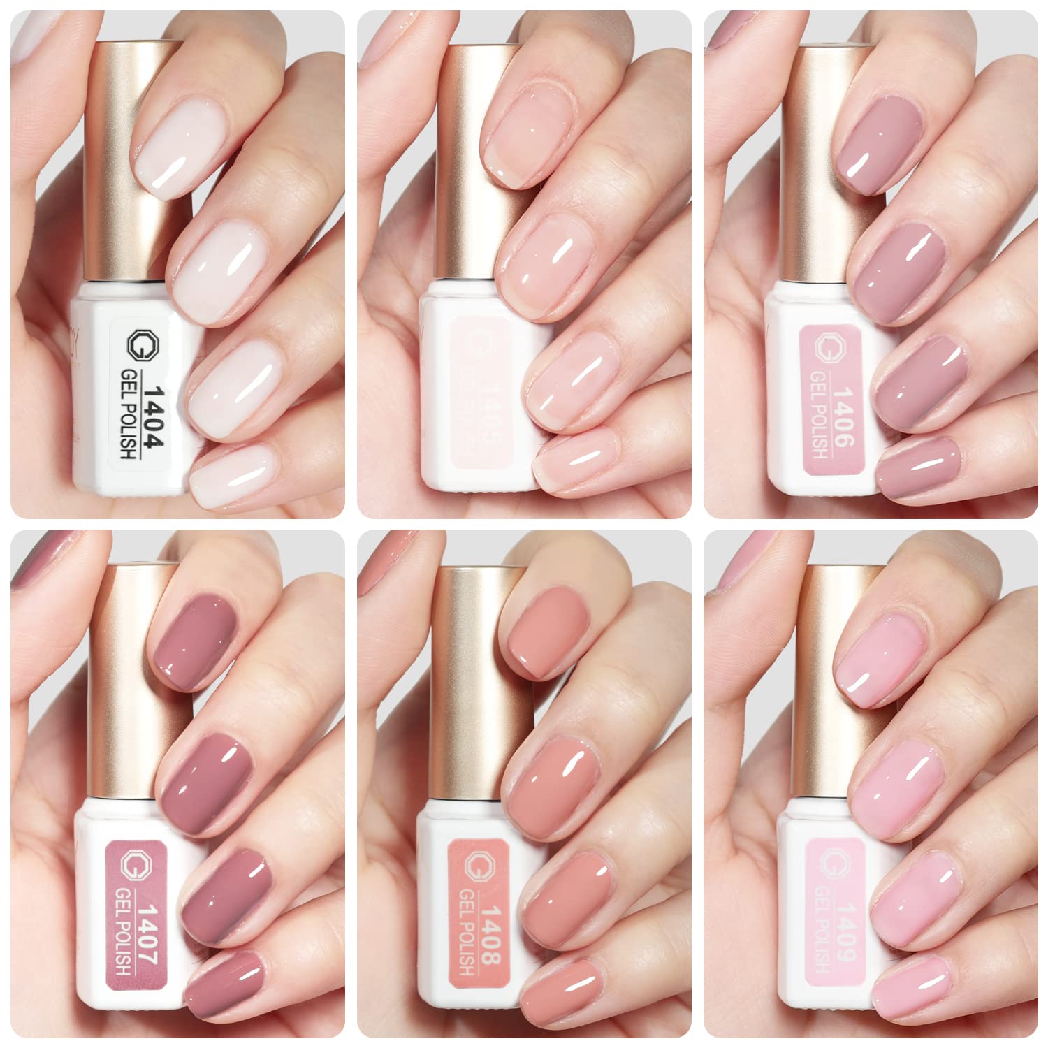 GAOY Pink Nude Gel Nail Polish Set – 6 Neutral Jelly Shades for Salon & Home