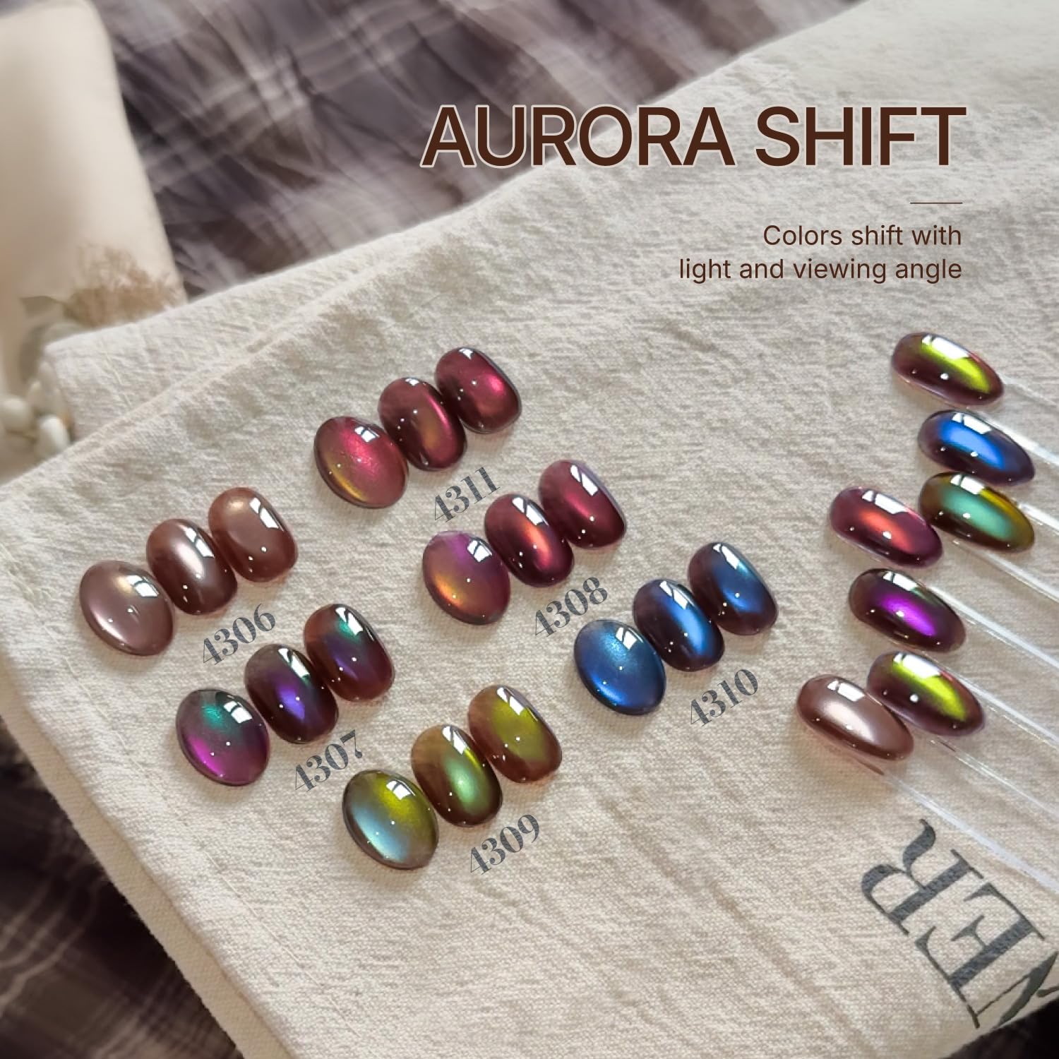 GAOY Aurora Shift Cat Eye Gel Nail Polish Set with Magnet – 6 Holographic Glitter Shades, Built-in Deep Base