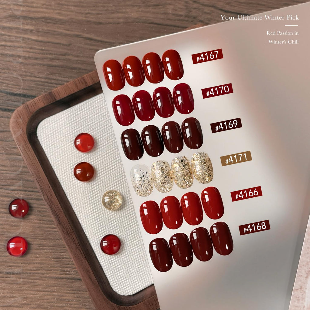 GAOY Burgundy Red Gel Nail Polish Set – 6 Colors for DIY & Salon Nails