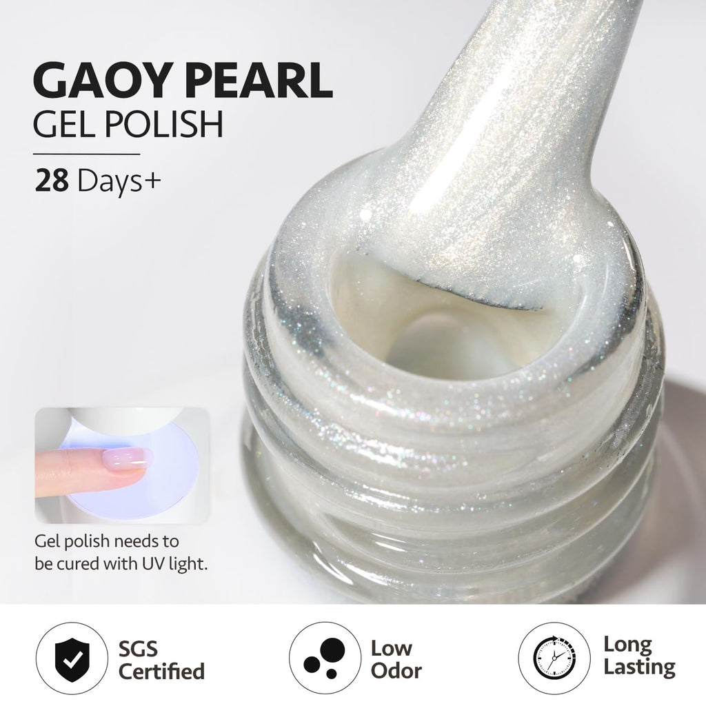 GAOY Pearl Gel Nail Polish Set – 6 Mermaid Shimmer Colors, Baroque Pearl Finish