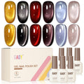 GAOY Cat Eye Gel Nail Polish Set with Magnet — 6 Glitter Colors